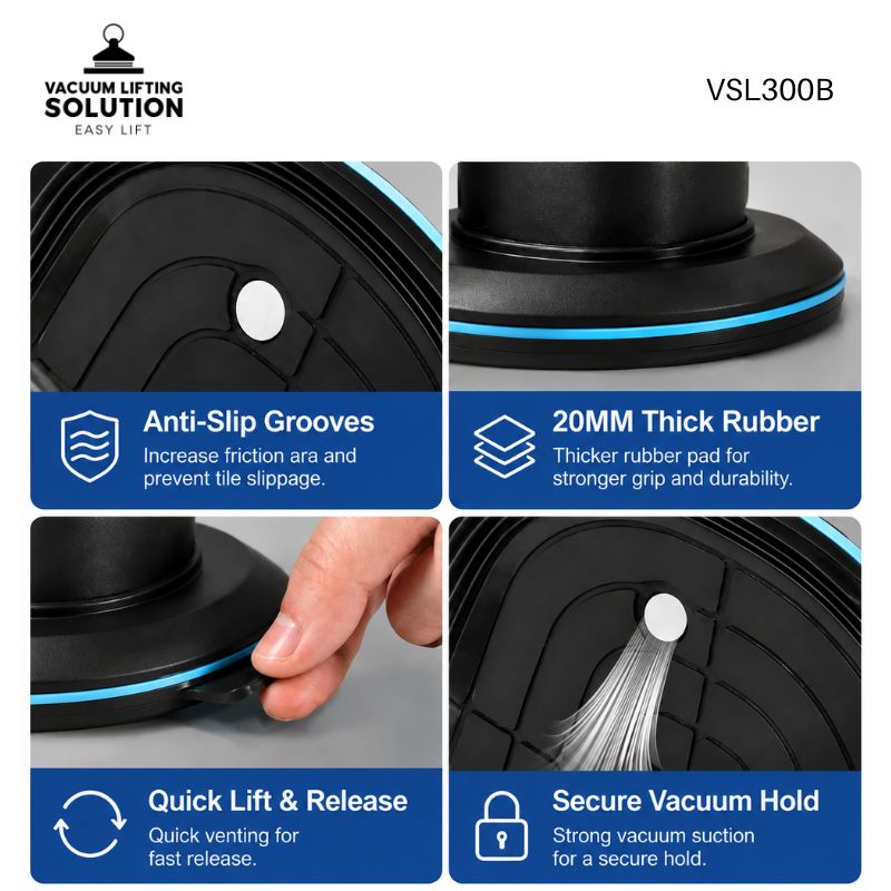 300KG electric vacuum lifter with anti-slip groove and thick rubber pad
