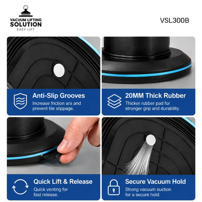 300KG electric vacuum lifter with anti-slip groove and thick rubber pad
