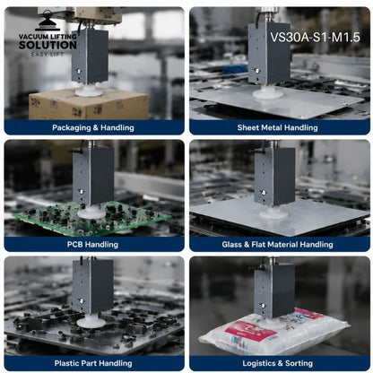 VS30A-S1-M1.5 vacuum gripper for packaging, sheet metal, PCB, glass and plastic part handling