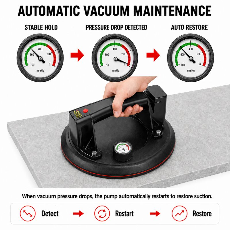 Electric vacuum lifter for tempered glass, porcelain tile, quartz slab, acrylic, stainless steel and polished stone