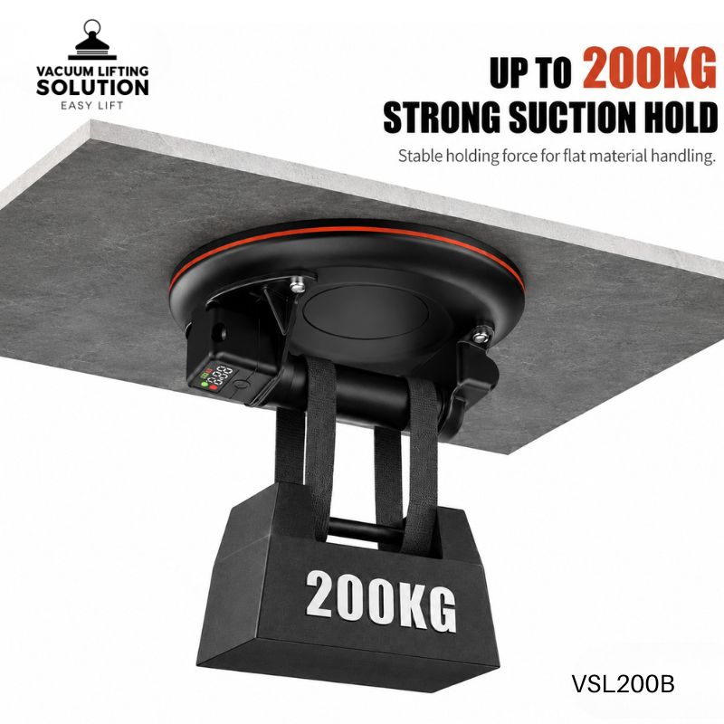 VSL200B electric vacuum lifter demonstrating up to 200KG suction holding capacity