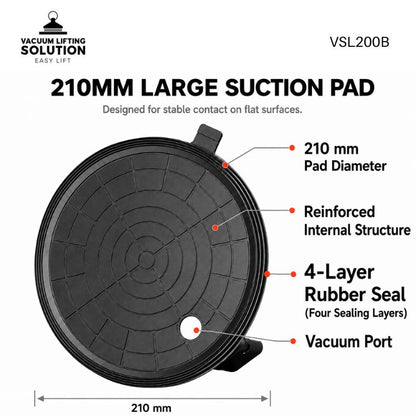 VSL200B 210mm large suction pad with reinforced structure and multi-layer seal